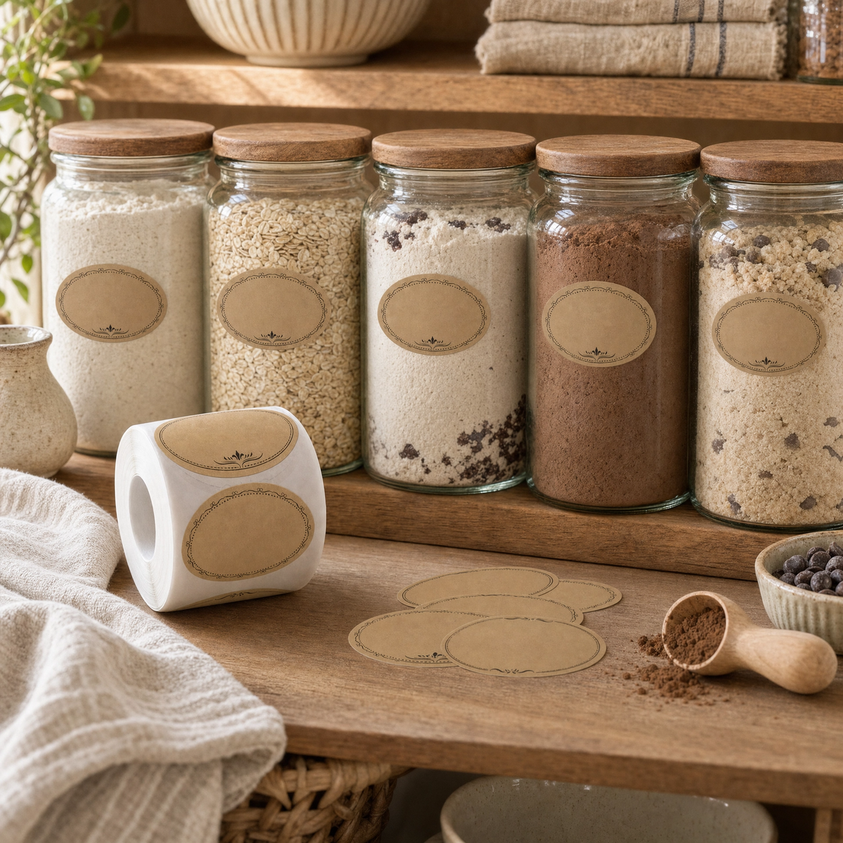 The Dry Mix Pantry Jar Labels — 250 High Quality Writable Kraft Ovals