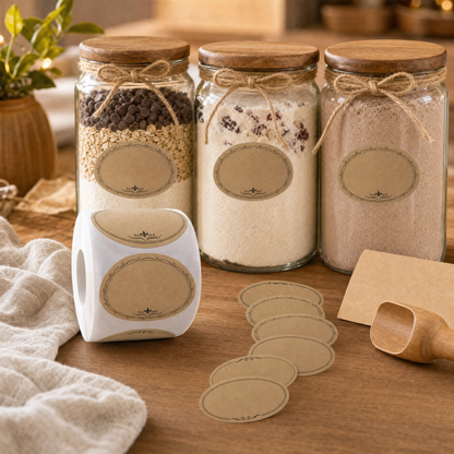 The Dry Mix Pantry Jar Labels — 250 High Quality Writable Kraft Ovals