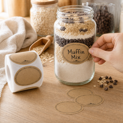 The Dry Mix Pantry Jar Labels — 250 High Quality Writable Kraft Ovals